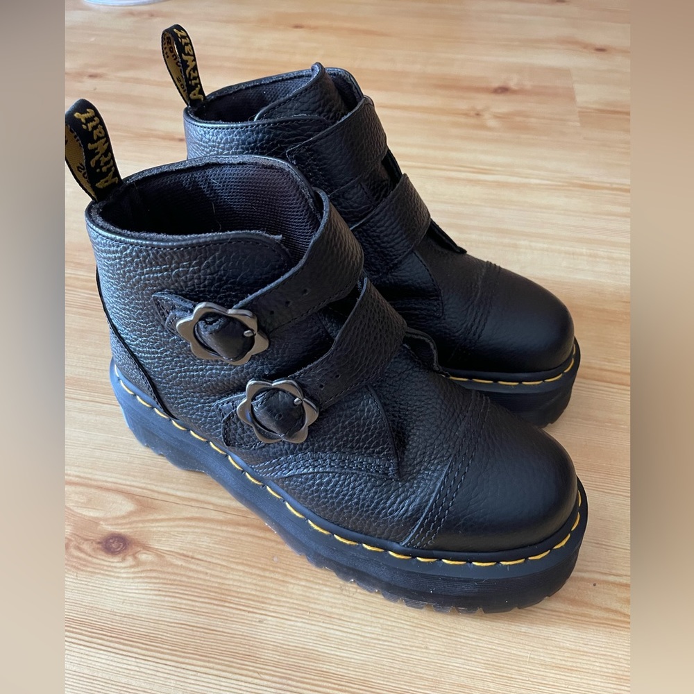 Dr. Martens Black Leather Ankle Boots with Buckles